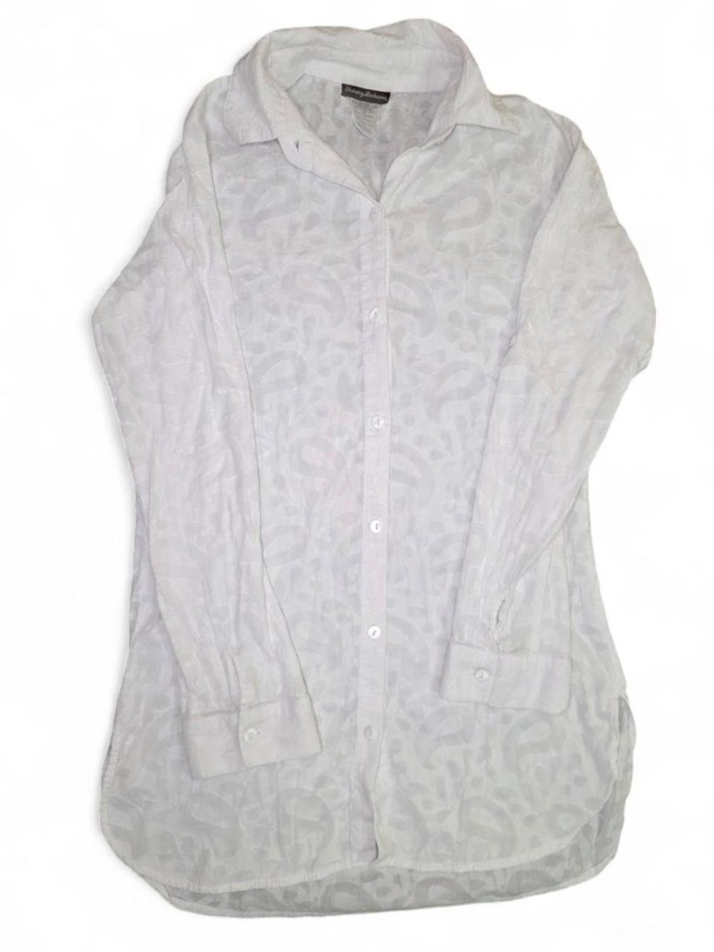 Tommy Bahama White Cotton Swim Coverup Paisley Print Size Medium Button Up